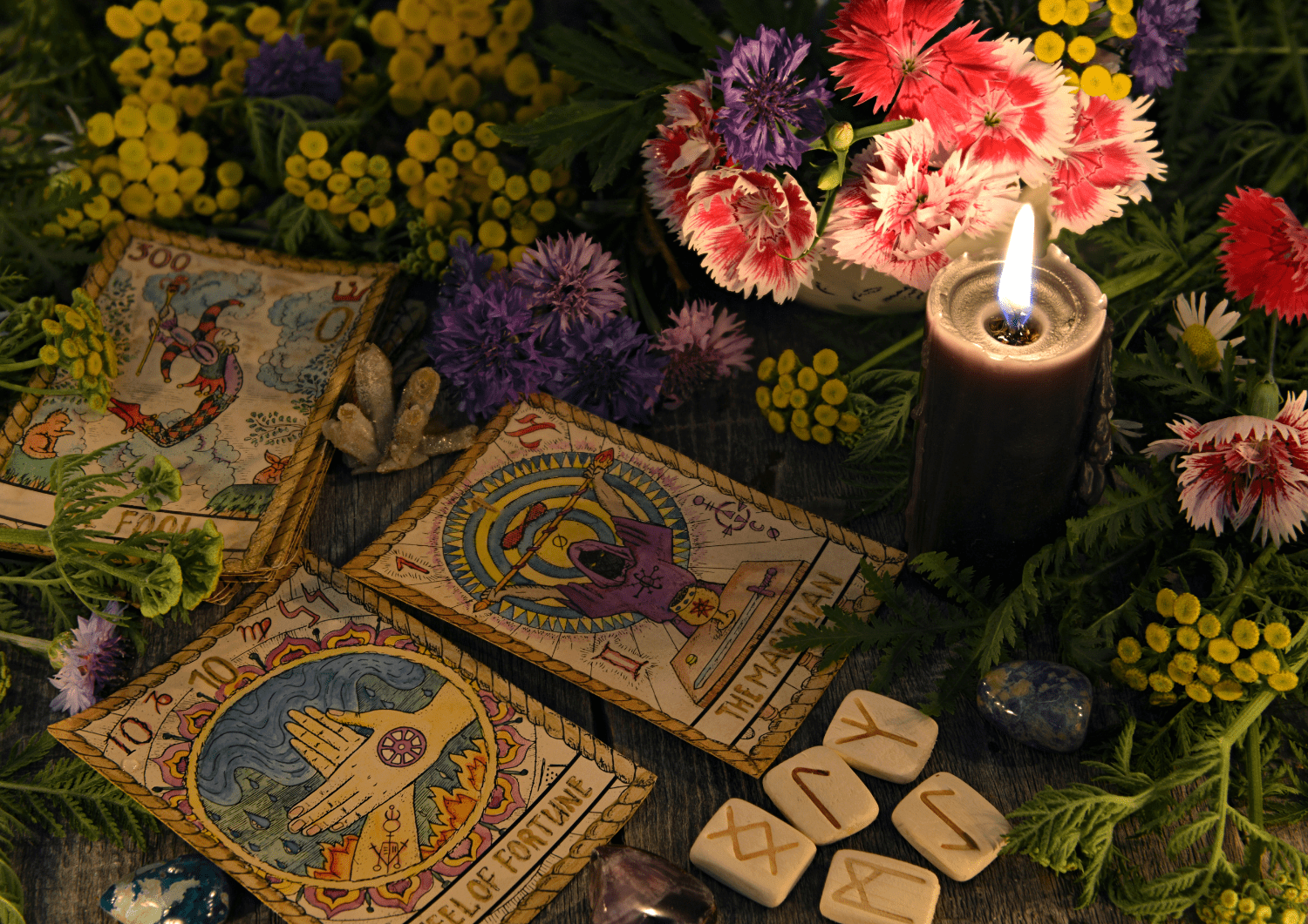 Cartas del tarot con runas que indican el rumbo que coge nuestra vida